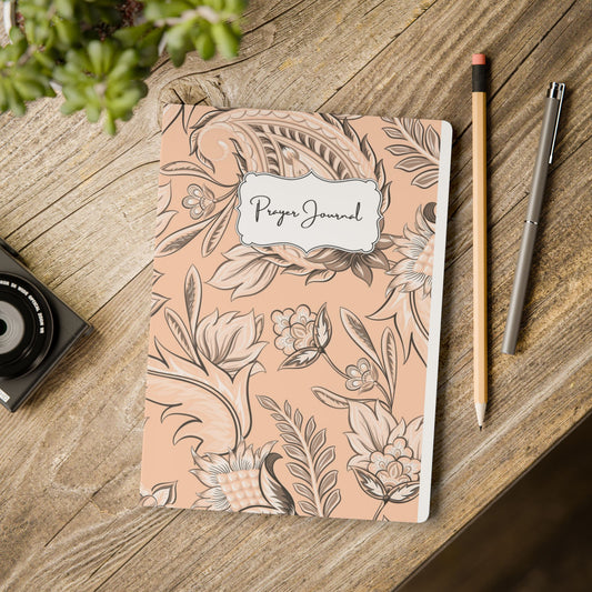 Prayer Journal-Peach Seamless Floral | Softcover Journal