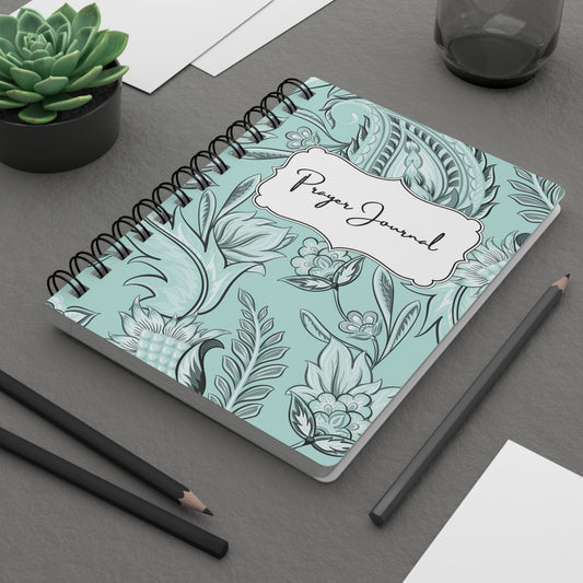 Prayer Journal-Mint Seamless Floral | Spiral Bound Journal