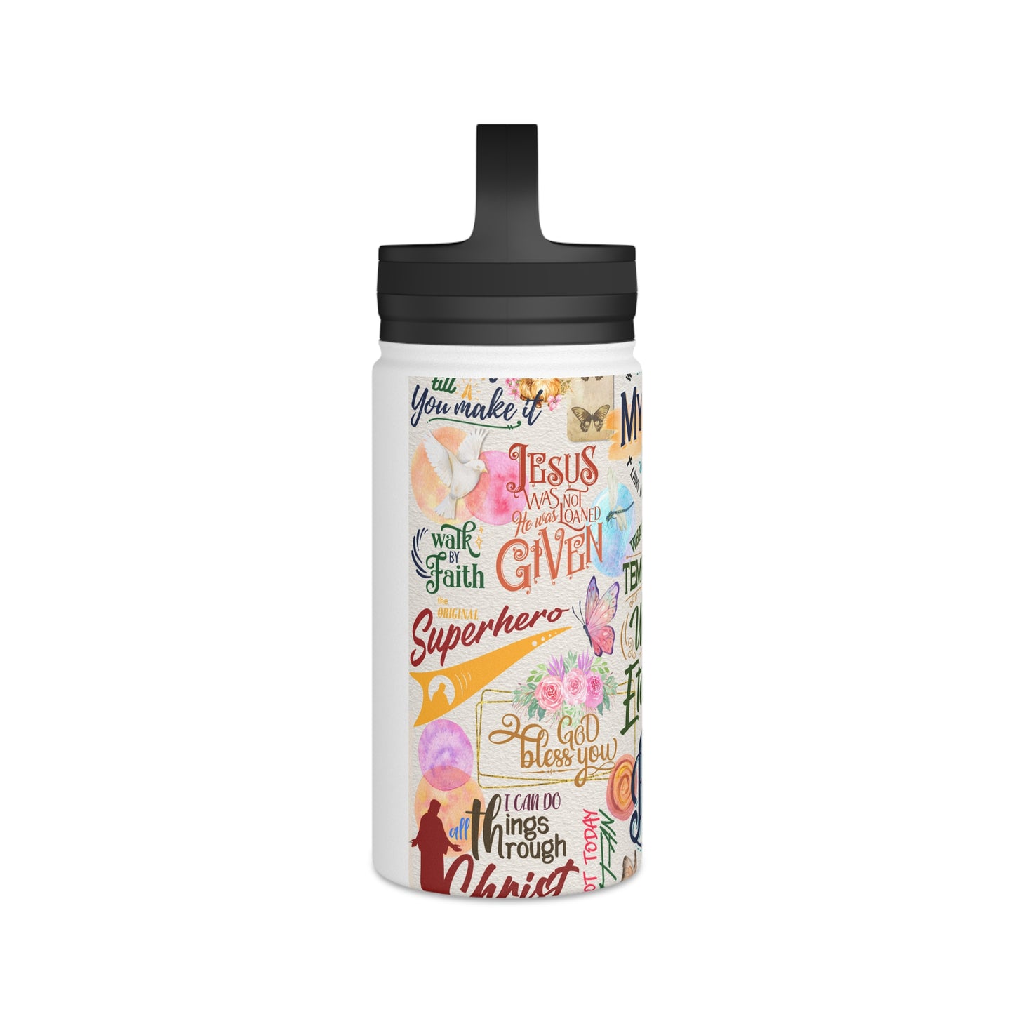 Faith Collage | Stainless Steel Water Bottle, Handle Lid