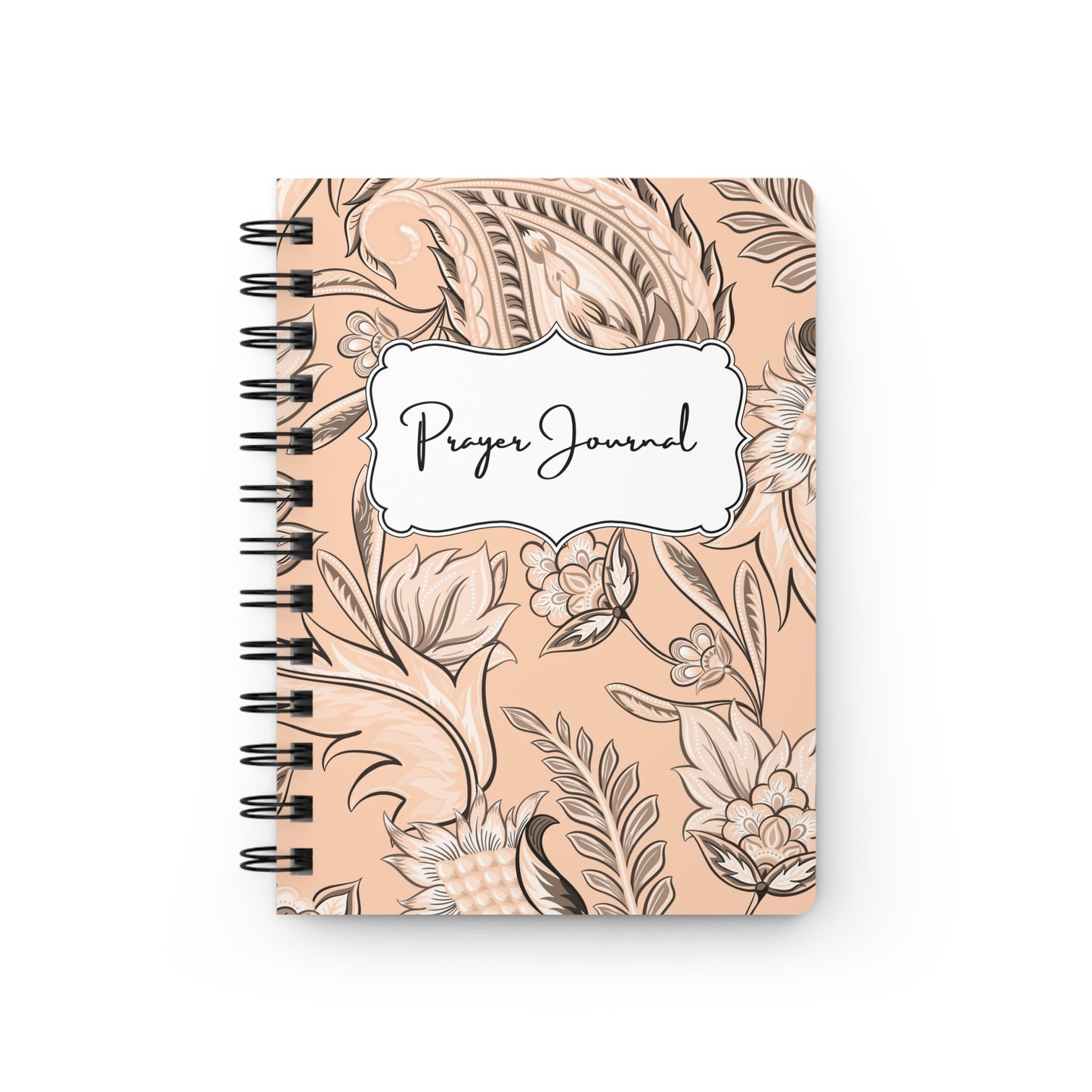 Prayer Journal-Peach Seamless Floral | Spiral Bound Journal