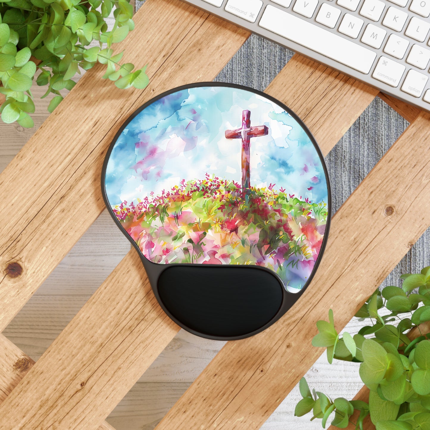 Watercolor Cross | Mouse Pad With Wrist Rest