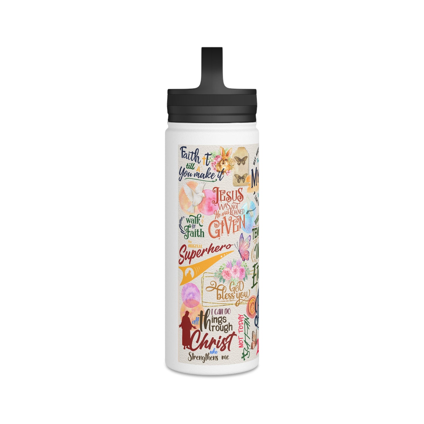 Faith Collage | Stainless Steel Water Bottle, Handle Lid