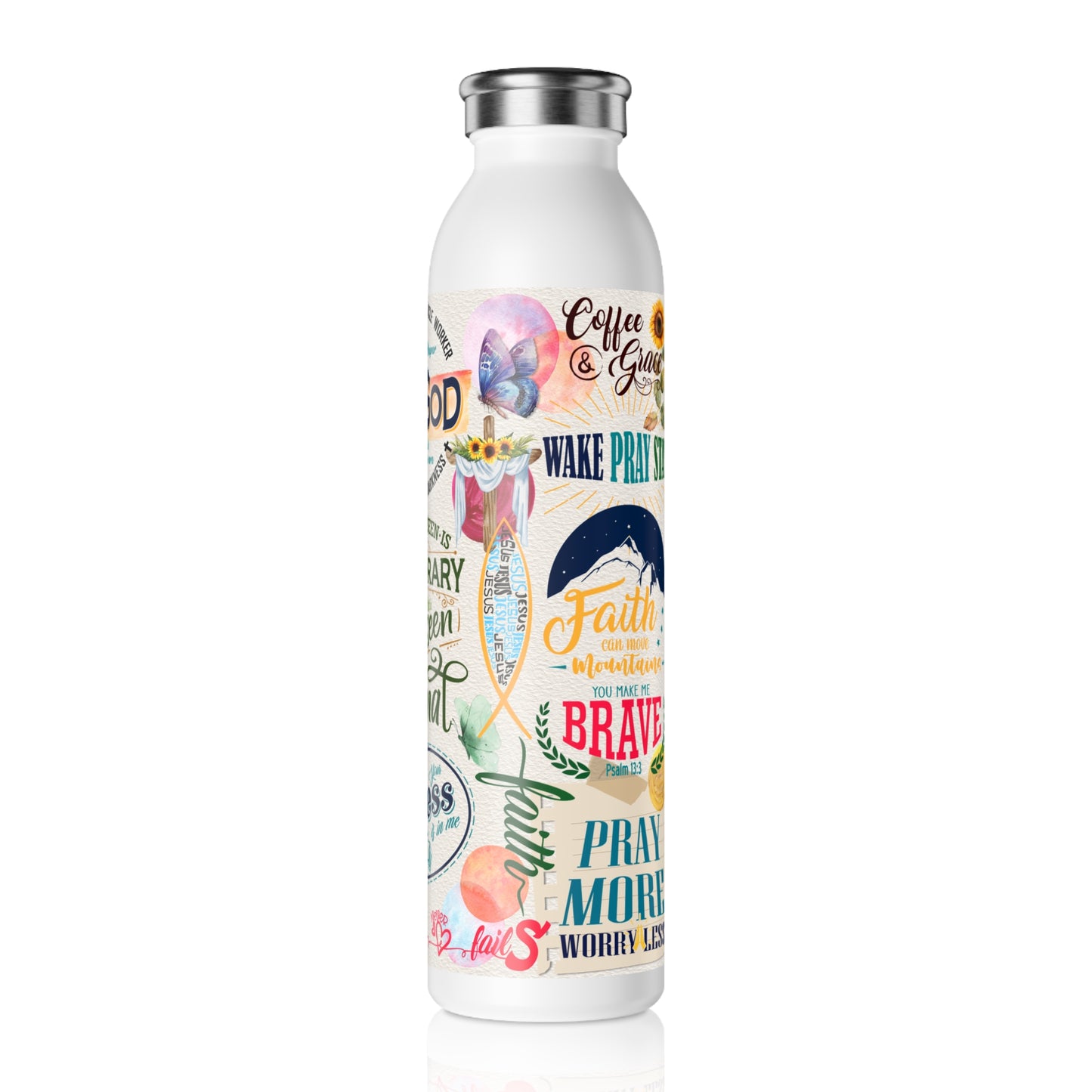 Faith Collage | Slim Water Bottle