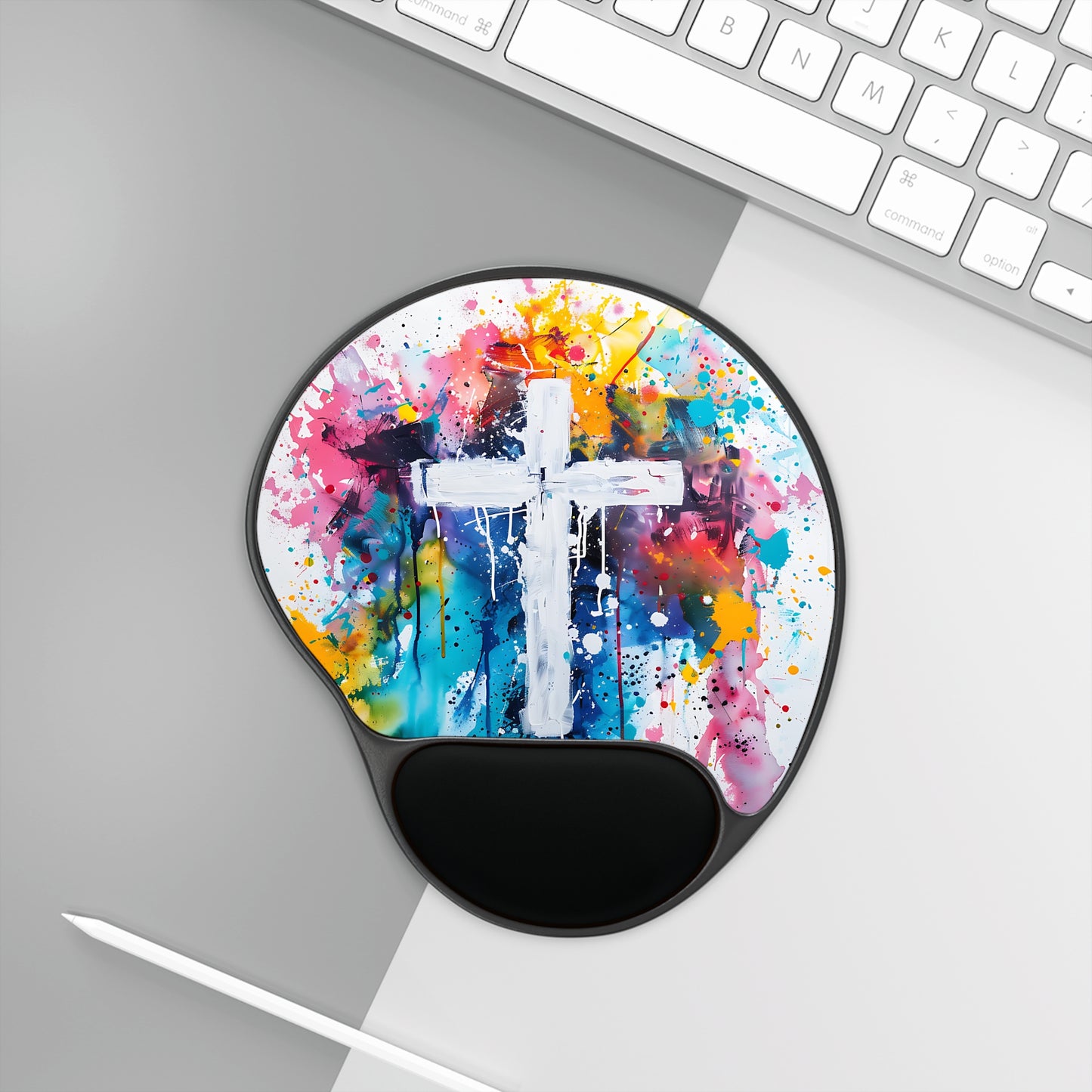 Painted Cross | Mouse Pad With Wrist Rest