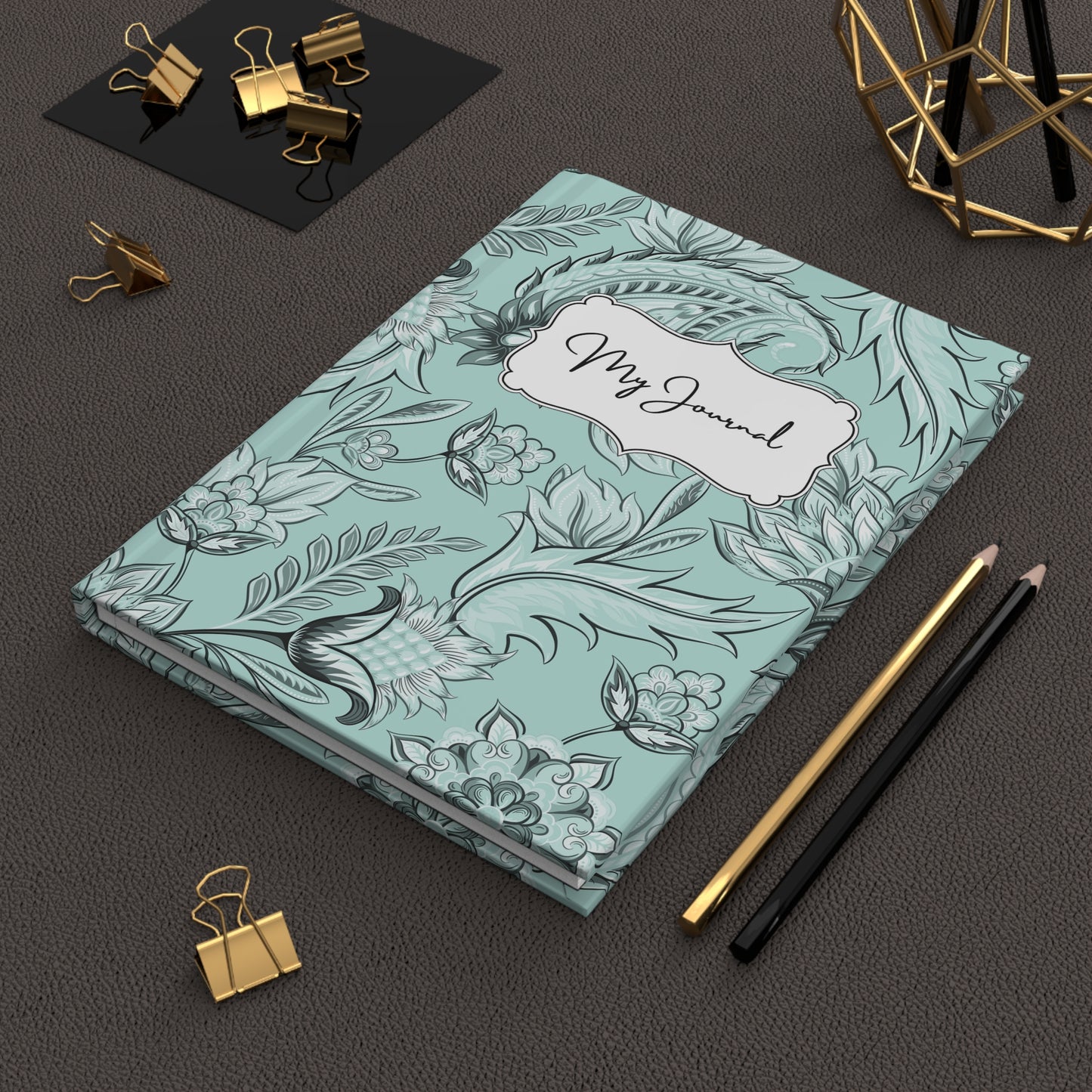 My Journal-Mint Seamless Floral | Hardcover Journal Matte