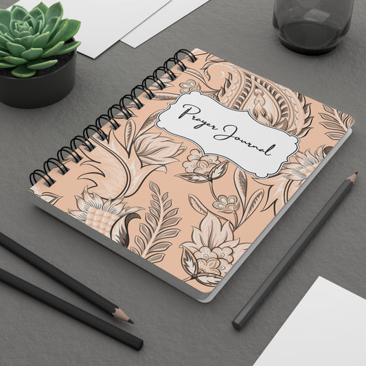 Prayer Journal-Peach Seamless Floral | Spiral Bound Journal