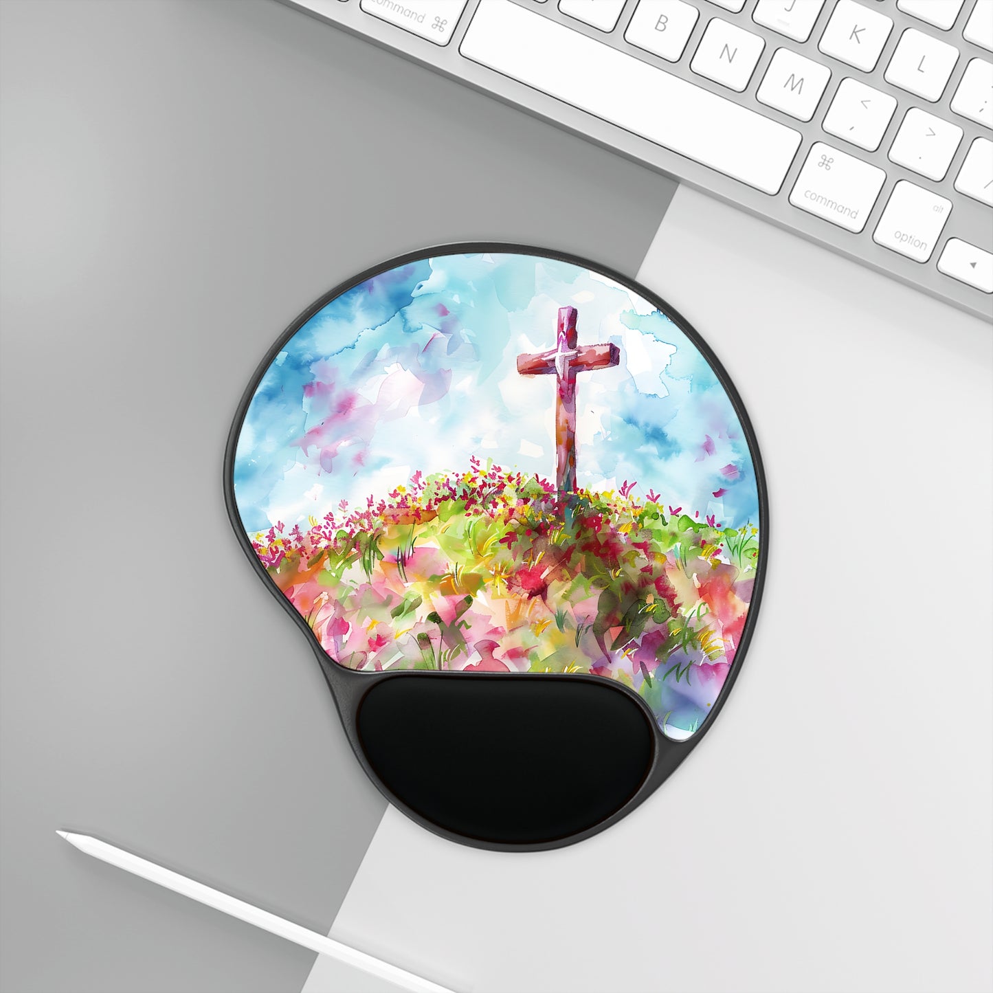 Watercolor Cross | Mouse Pad With Wrist Rest