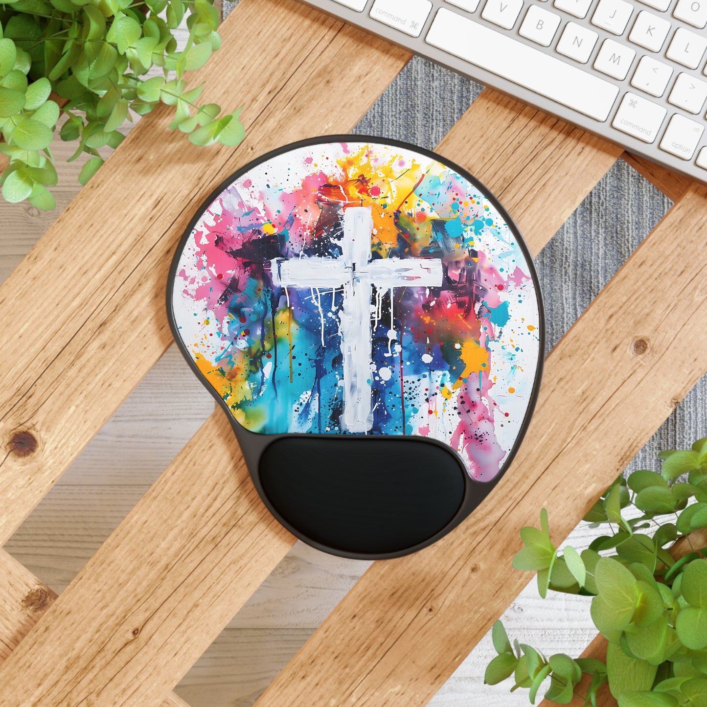 Painted Cross | Mouse Pad With Wrist Rest