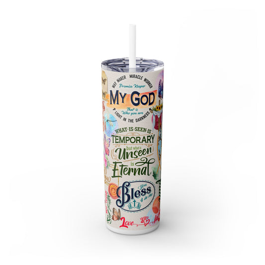 Faith Collage | Skinny Tumbler with Straw, 20oz