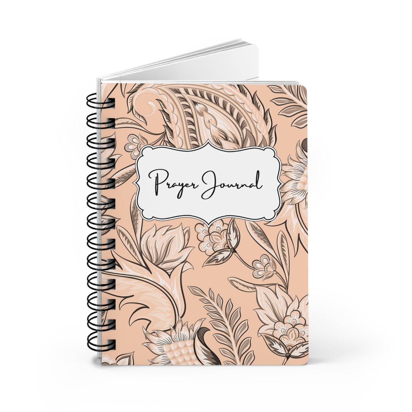 Prayer Journal-Peach Seamless Floral | Spiral Bound Journal