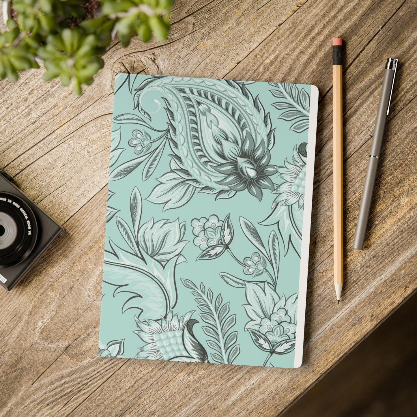 Mint Seamless Floral | Softcover Journal